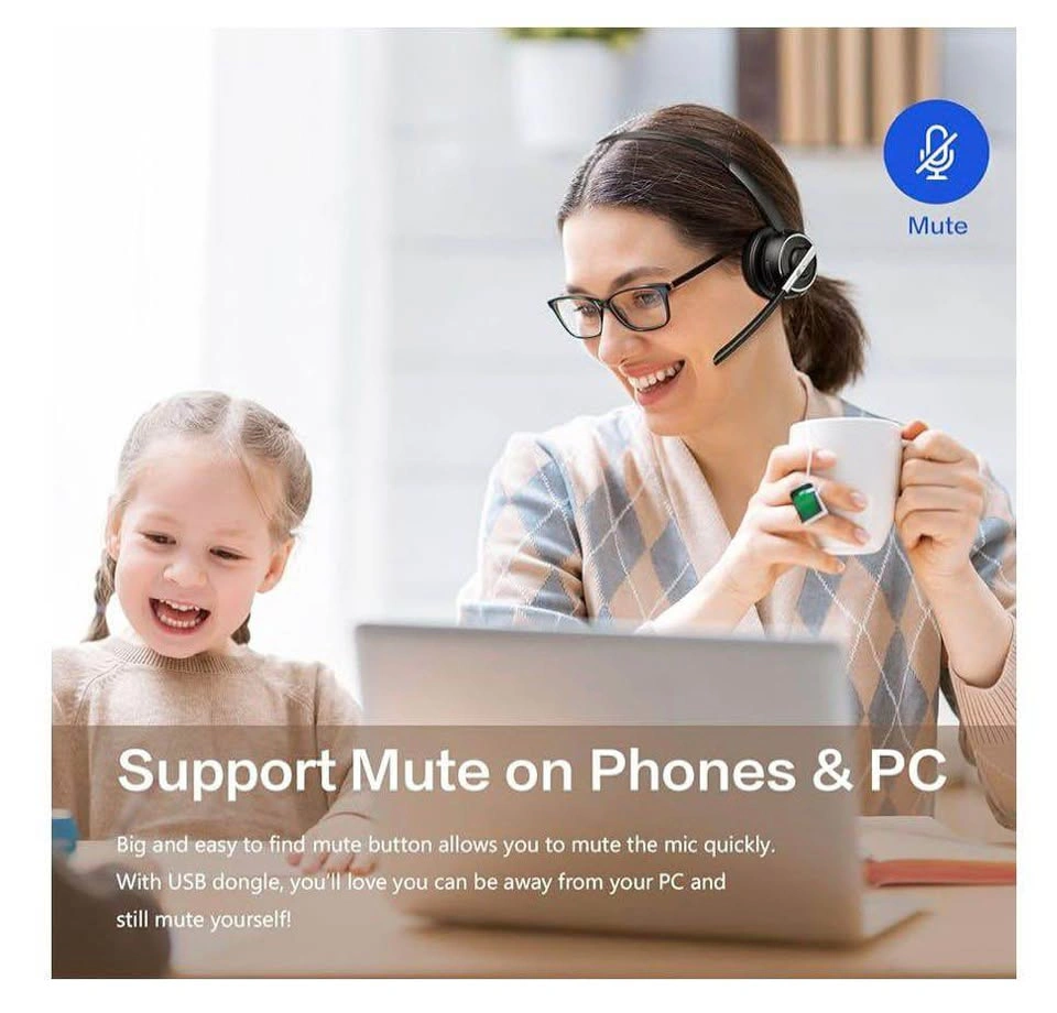 Wireless Bluetooth Headset with Noise Cancelling Mic for PC - photo 4