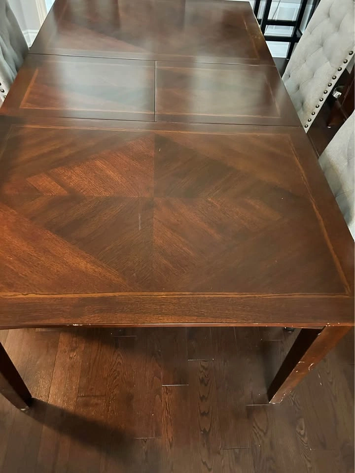 Solid wood espresso dining table w/ extension leaf - photo 4
