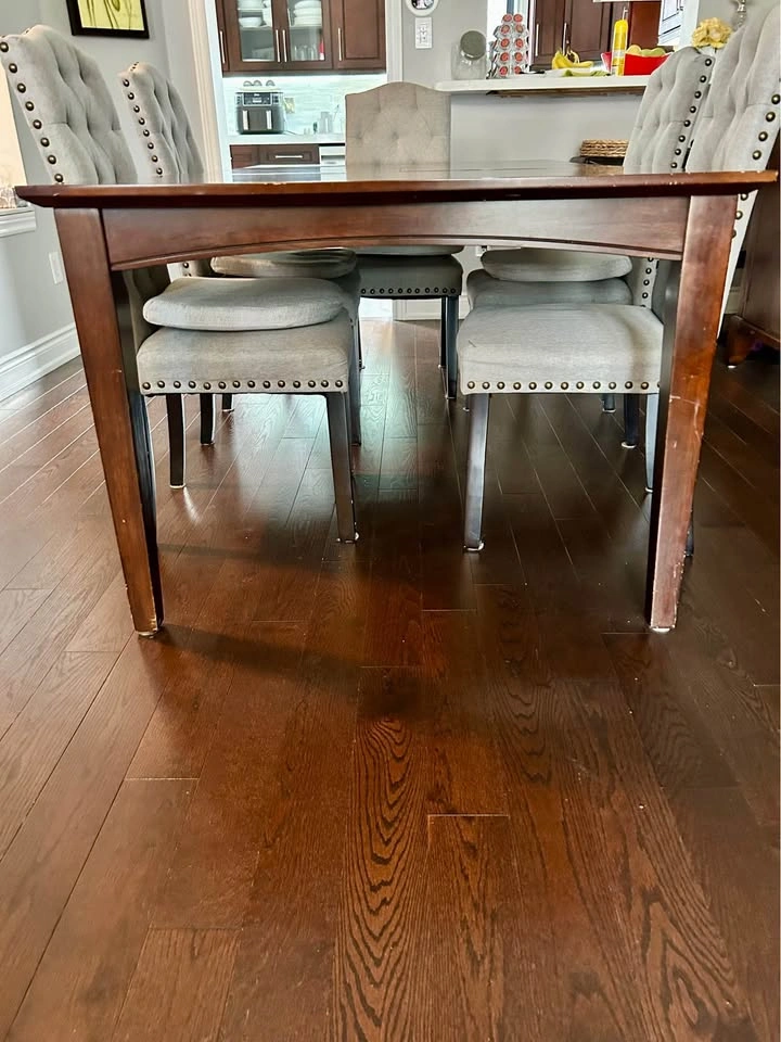 Solid wood espresso dining table w/ extension leaf - photo 5