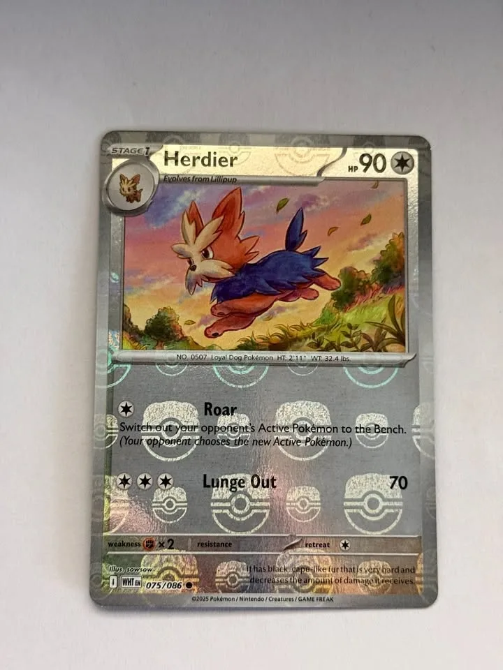 Herdier 075/086 Master ball Pattern White Flare