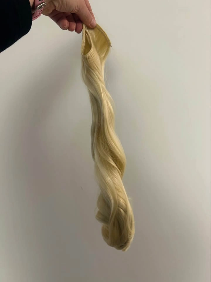 Platinum blonde halo wig hair extensions - photo 4