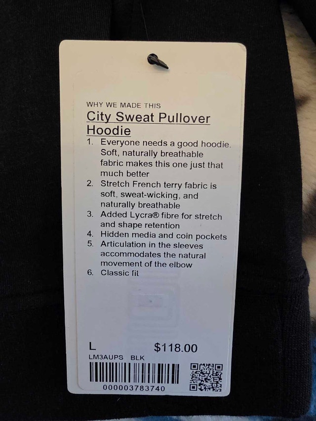 Lululemon City Sweat Pullover Hoodie - Black, Size L - photo 3