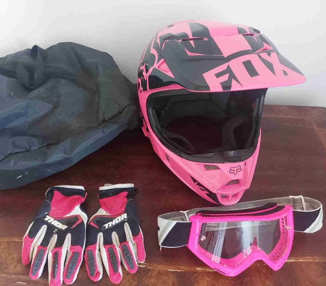 Fox Helmet, Gloves, Goggles