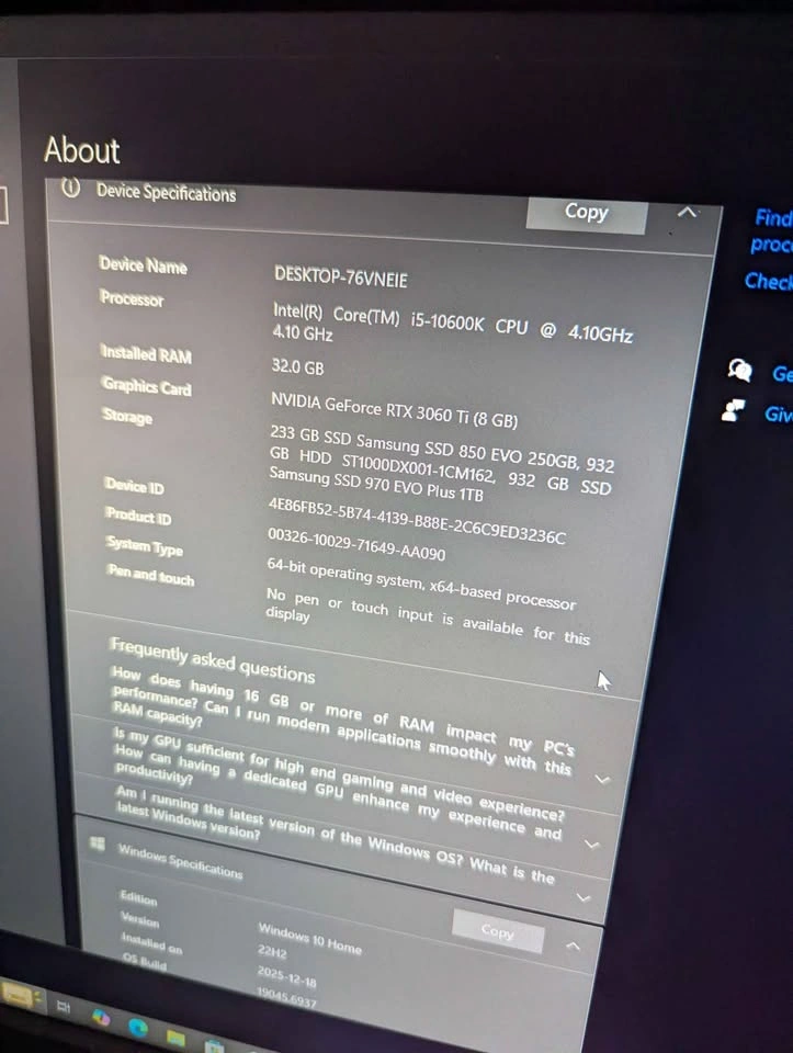 Gaming PC - RTX 3060 Ti, i5-10600k, 32 GB RAM, 2.25 TB Storage - photo 5