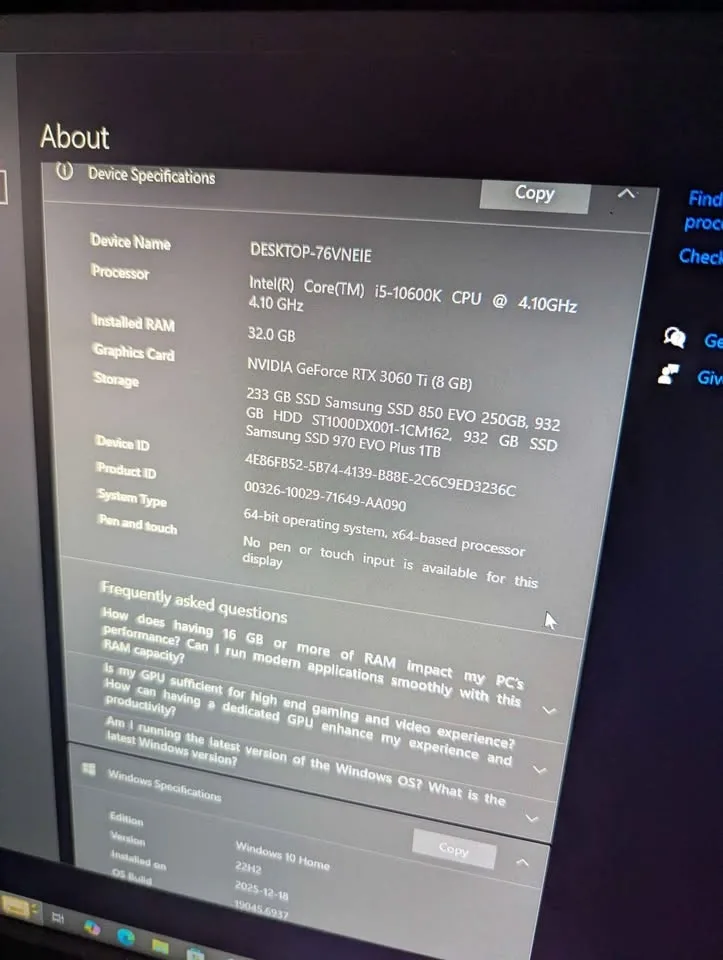Gaming PC - RTX 3060 Ti, i5-10600k, 32 GB RAM, 2.25 TB Storage - photo 5