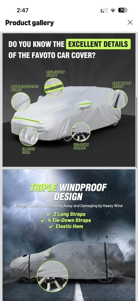 Favoto Hatchback Car Cover 157-171 Inches - photo 2