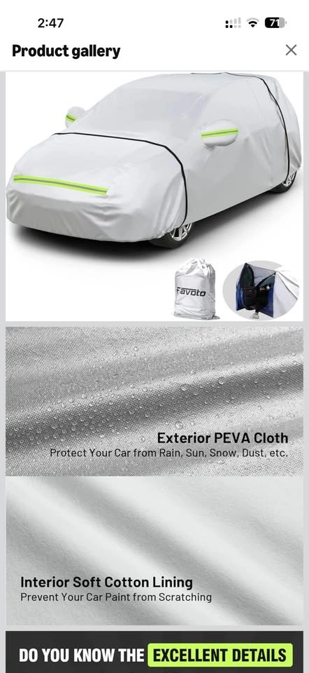 Favoto Hatchback Car Cover 157-171 Inches - photo 3