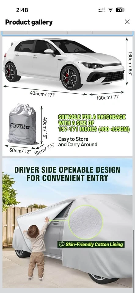 Favoto Hatchback Car Cover 157-171 Inches - photo 4