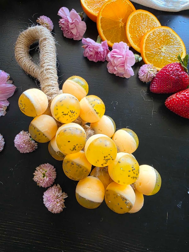 Passion Fruit Grape Shape Soap on a Rope - New