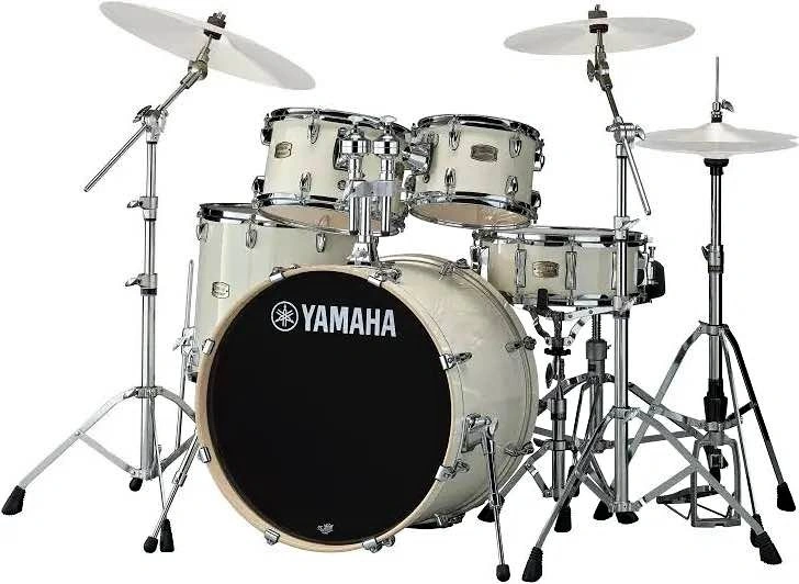 White Yamaha Stage Custom All Birch Drum Kit (Hardware Included)