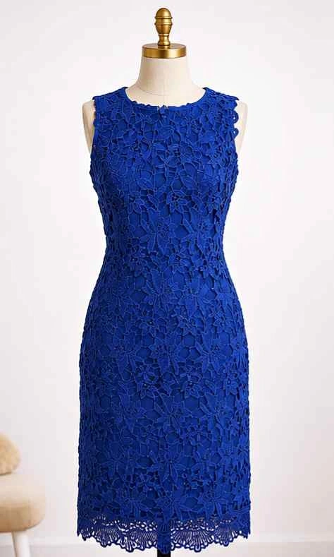 Lauren Ralph Lauren Royal Blue Lace Dress (Size 4P)
