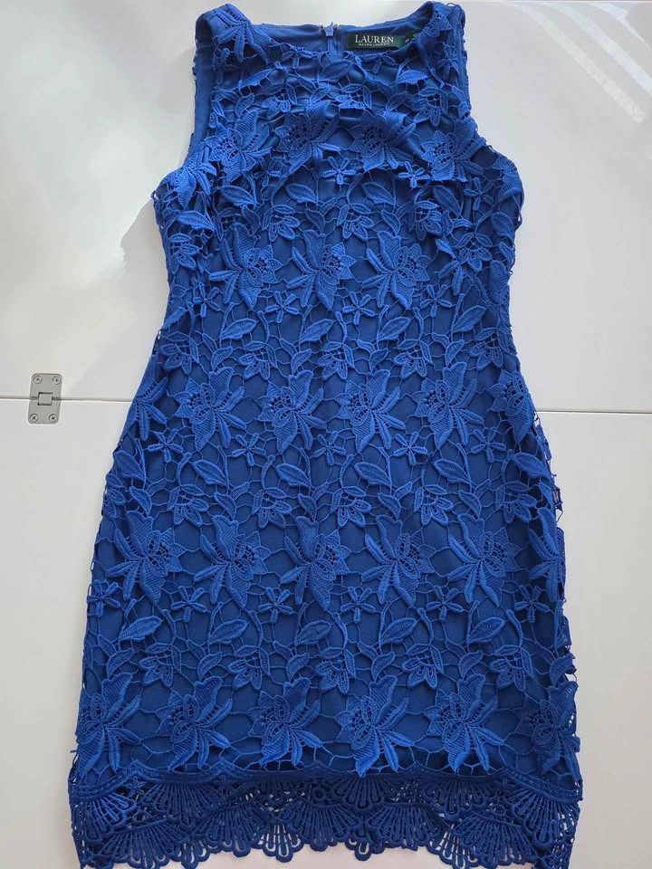 Lauren Ralph Lauren Royal Blue Lace Dress (Size 4P) - photo 2