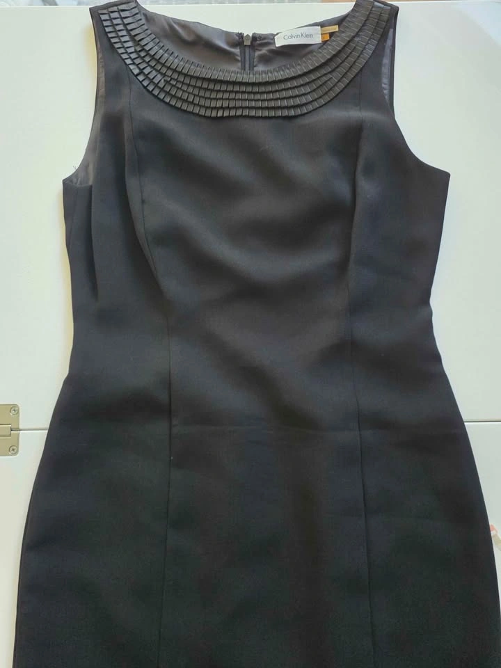 Calvin Klein Black Pleated Neck Sheath Dress – Size 4 - photo 2