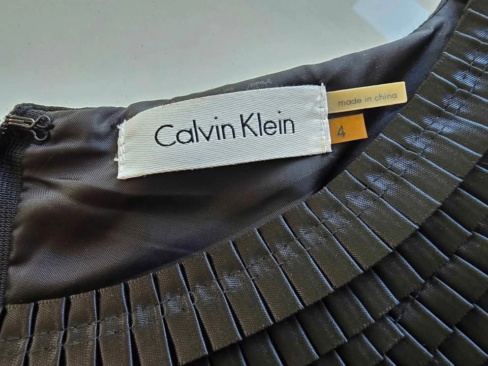 Calvin Klein Black Pleated Neck Sheath Dress – Size 4 - photo 3