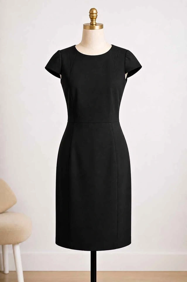 Calvin Klein Black Cap Sleeve Sheath Dress (Size 4)