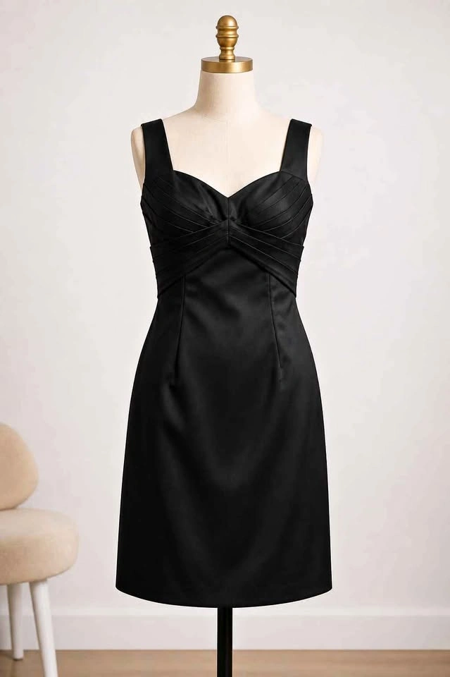 Calvin Klein Black Satin Pleated Bust Dress – Size 4