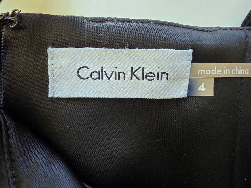 Calvin Klein Black Satin Pleated Bust Dress – Size 4 - photo 3
