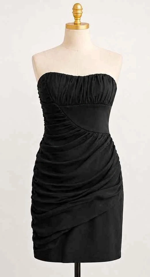 ZARA Trafaluc Black Strapless Ruched Mini Dress (Size M)
