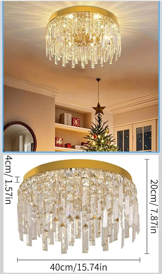 Gold Crystal Flush Mount Chandelier