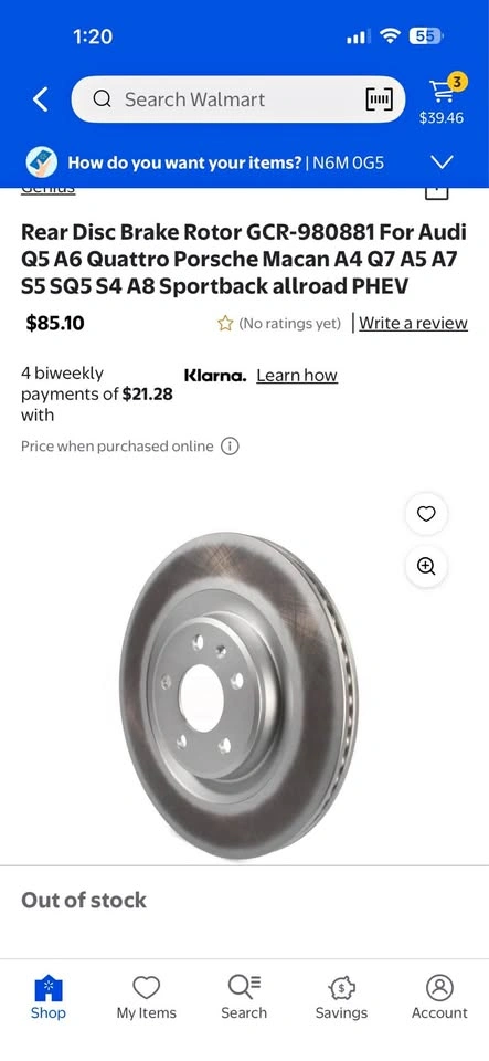Genius GCR-980881 Rear Disc Brake Rotor Audi Porsche