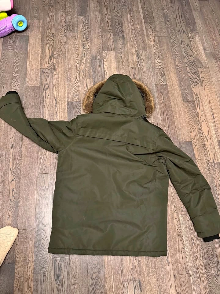 Point Zero Green Winter Jacket Parka w Fur Hood Vegan L/G -35C