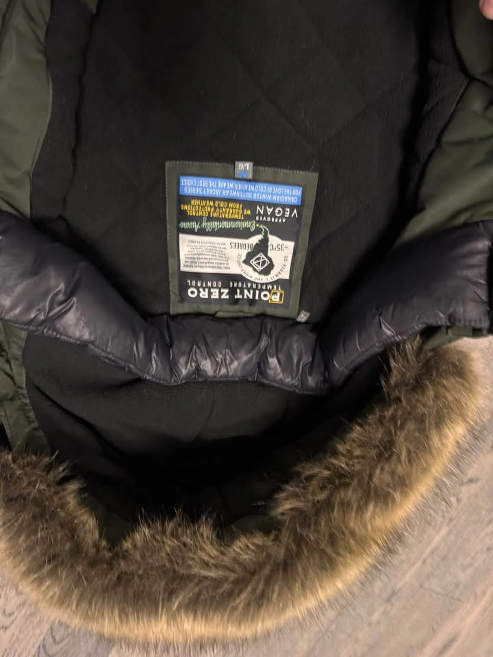 Point Zero Green Winter Jacket Parka w Fur Hood Vegan L/G -35C - photo 3