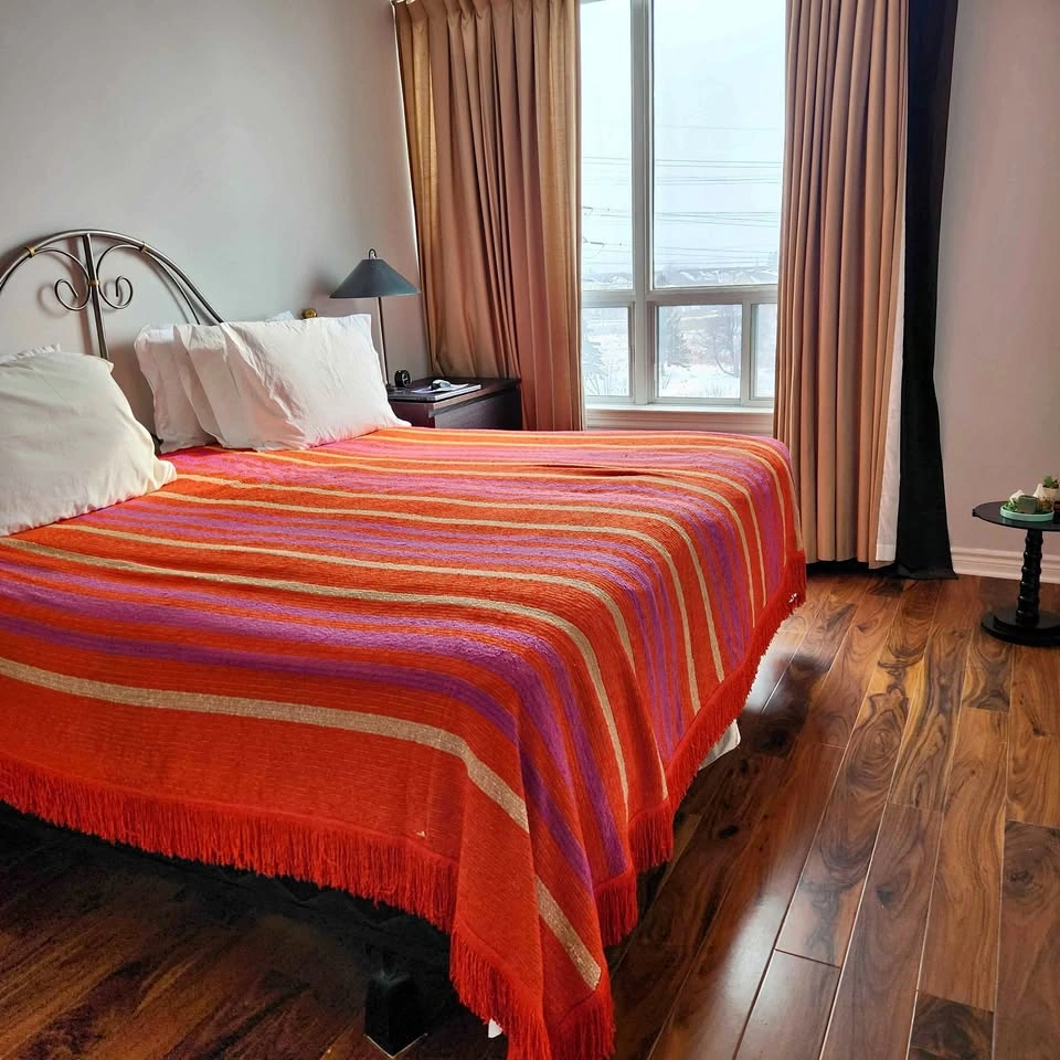 Striped Boho Fringe Bedspread