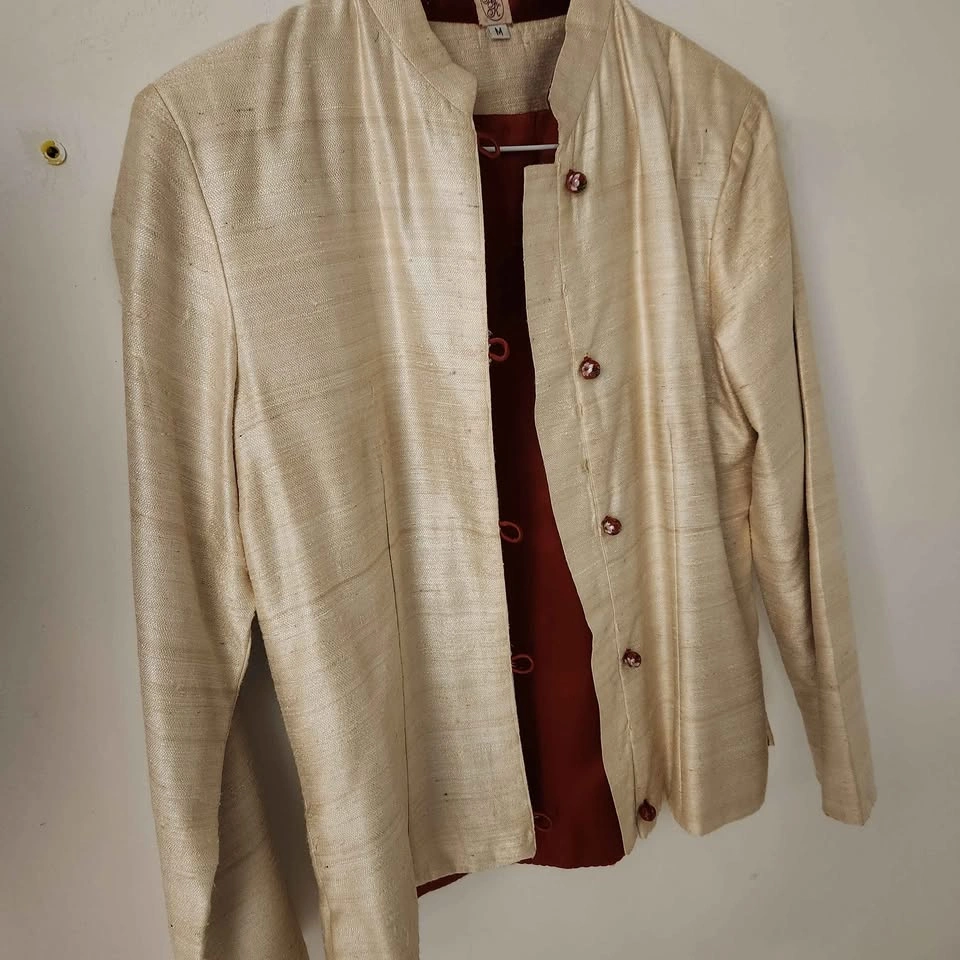 Cream Mandarin Collar Blazer M - photo 2