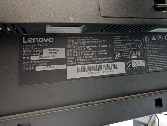 2 x Lenovo T24i-10 Monitors - Excellent Condition - photo 2