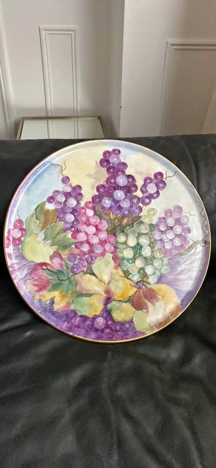 Limoges Antique Hand-Painted Artist-Signed 14.5” Platter