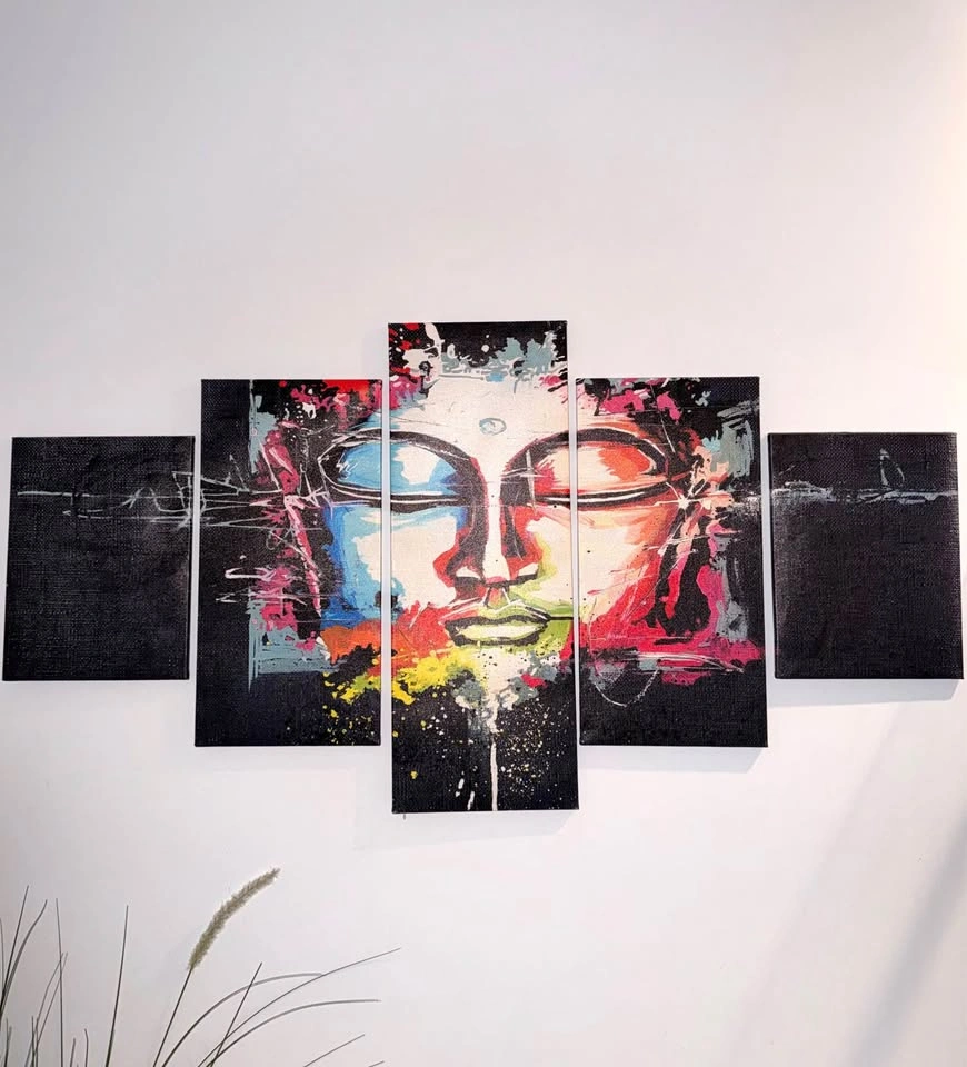 Large 5-Piece Buddha Canvas Wall Art - Statement Decor