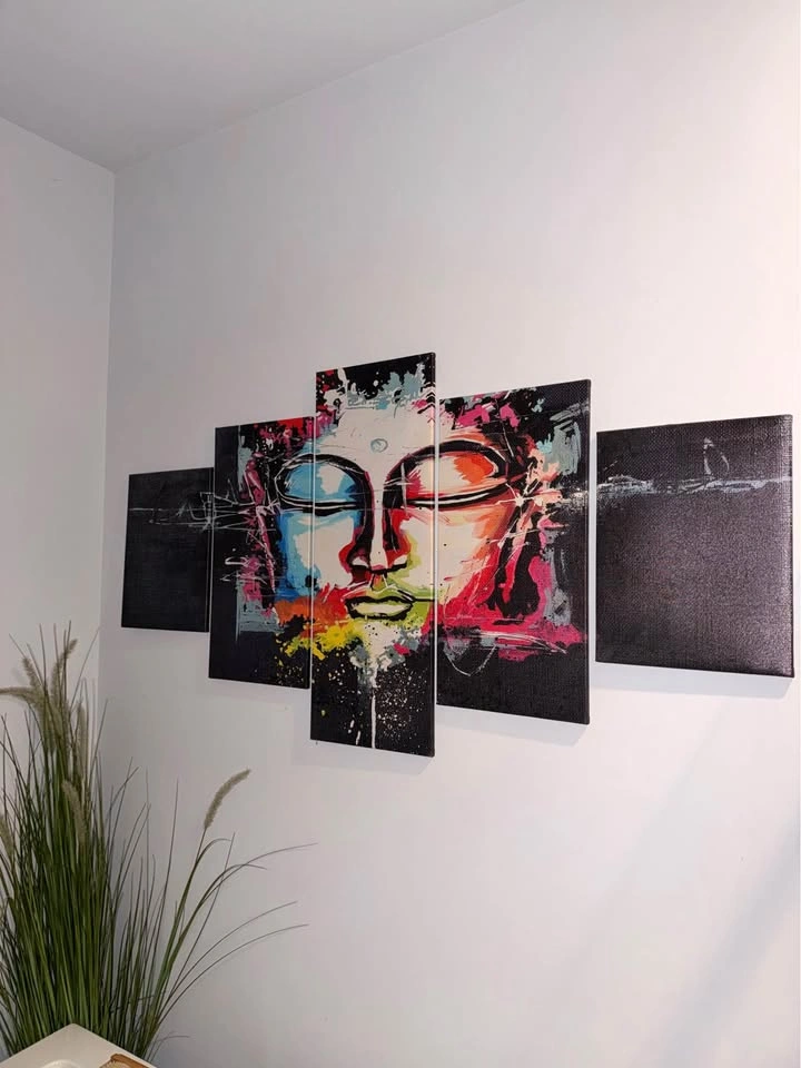 Large 5-Piece Buddha Canvas Wall Art - Statement Decor - photo 2
