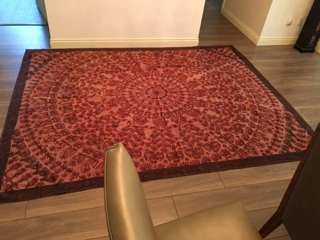 Beautiful Embroidered Raw Silk Rug or Bed Cover - photo 2