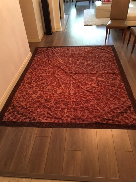 Beautiful Embroidered Raw Silk Rug or Bed Cover - photo 3
