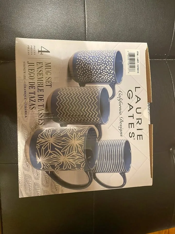 Laurie Gates 4-Piece Stoneware Mug Set – NEW thumbnail