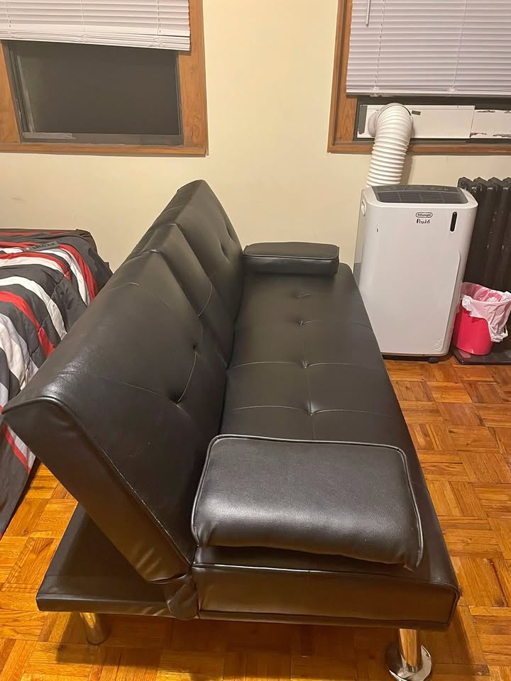 Black Faux Leather Futon Sofa Bed