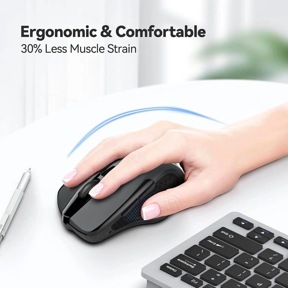 TECKNET Wireless Mouse, 2.4G Ergonomic Optical Mouse, 6 Buttons