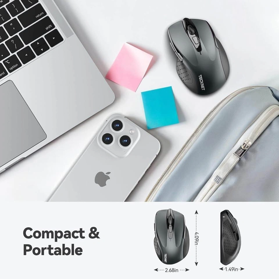 TECKNET Wireless Mouse, 2.4G Ergonomic Optical Mouse, 6 Buttons - photo 3