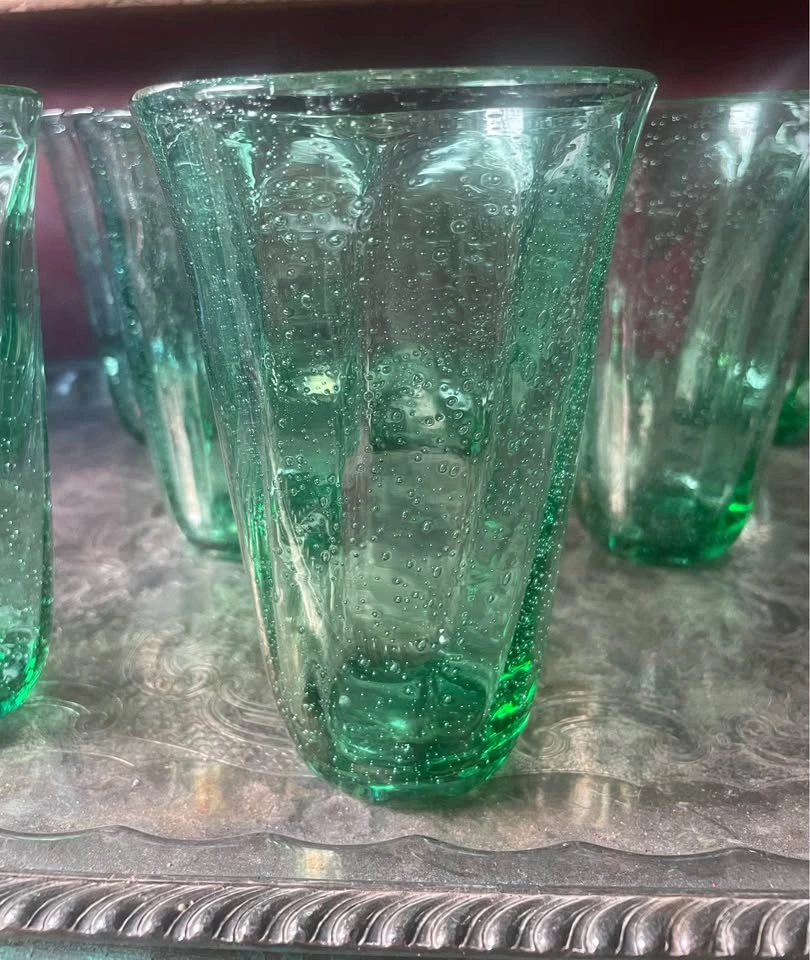 SET OF 4 BEAUTIFUL GREEN HANDBLOWN HIGHBALL/ICED TEA GLASSES! 2 - photo 5