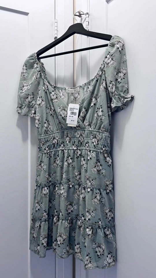 Sage Floral Dress