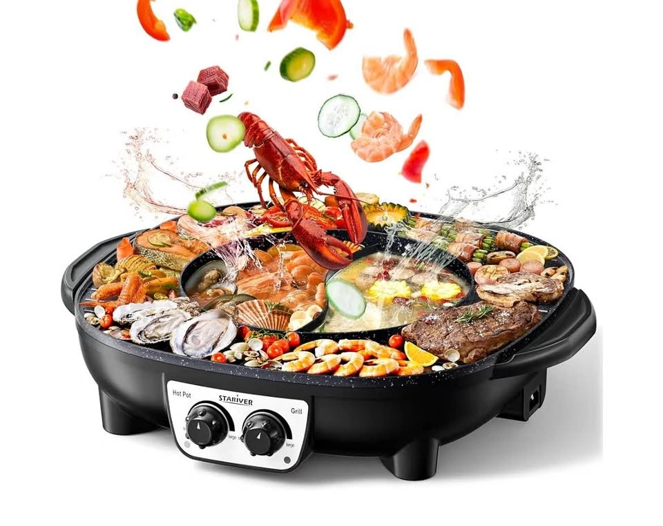 ELECTRIC 2-IN-1 HOT POT & GRILL, 1800W