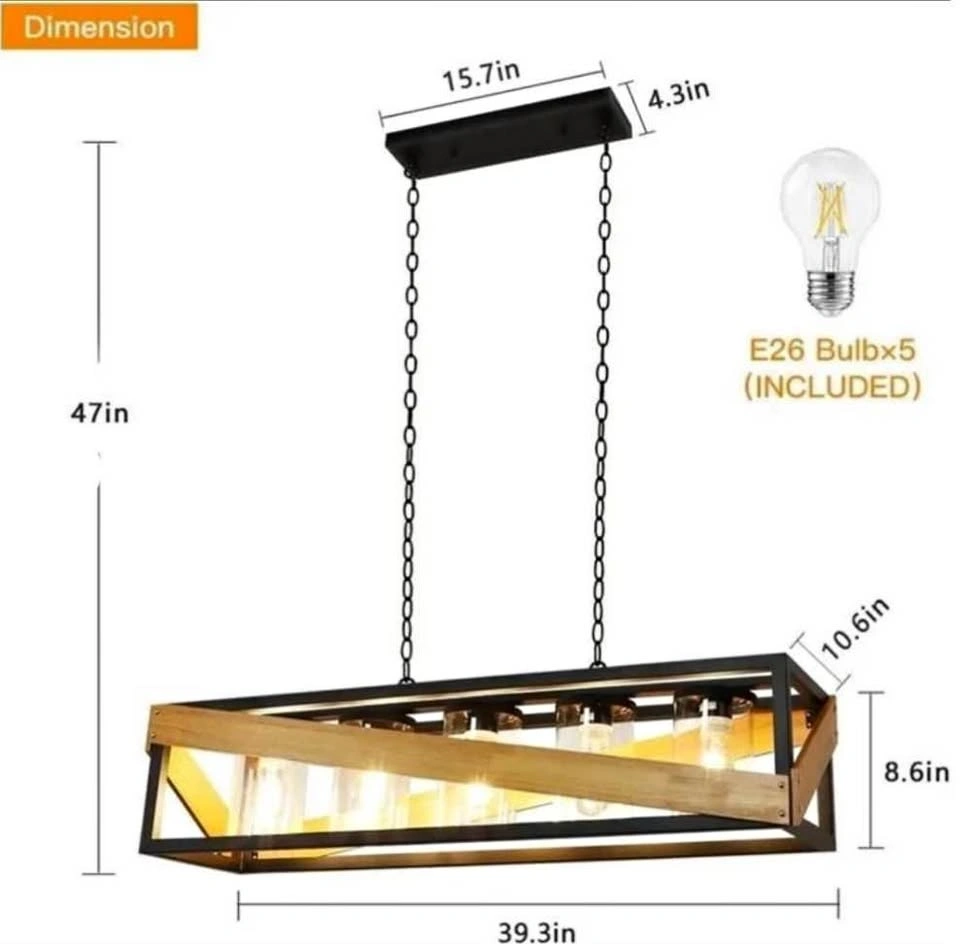 5-LIGHT FARMHOUSE PENDANT LIGHT