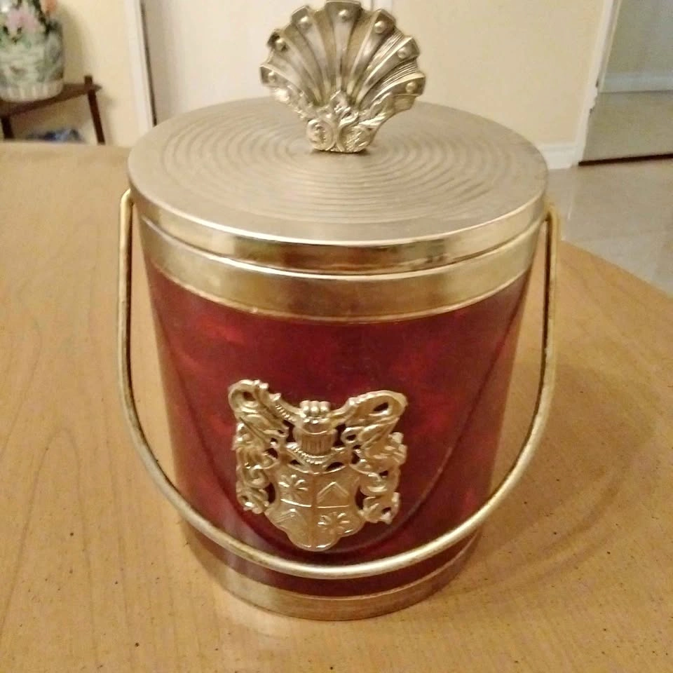 Vintage brown leather ice bucket