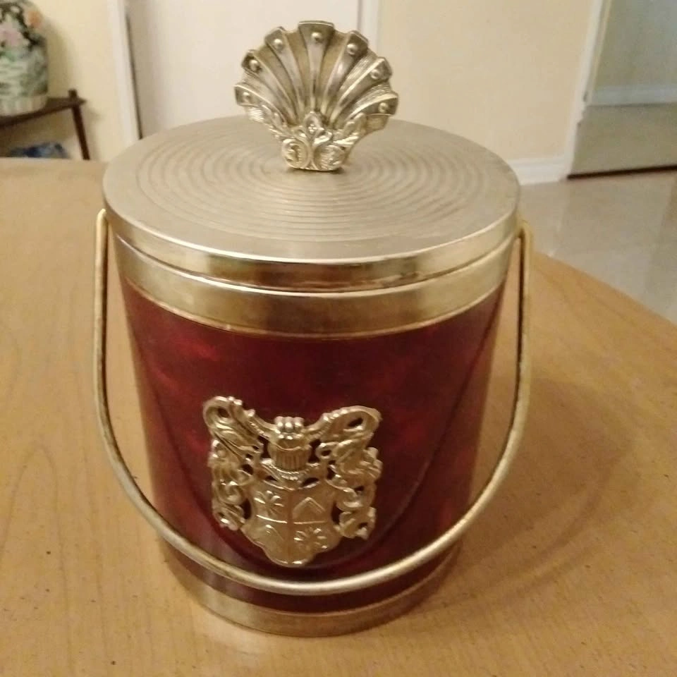 Vintage brown leather ice bucket - photo 2
