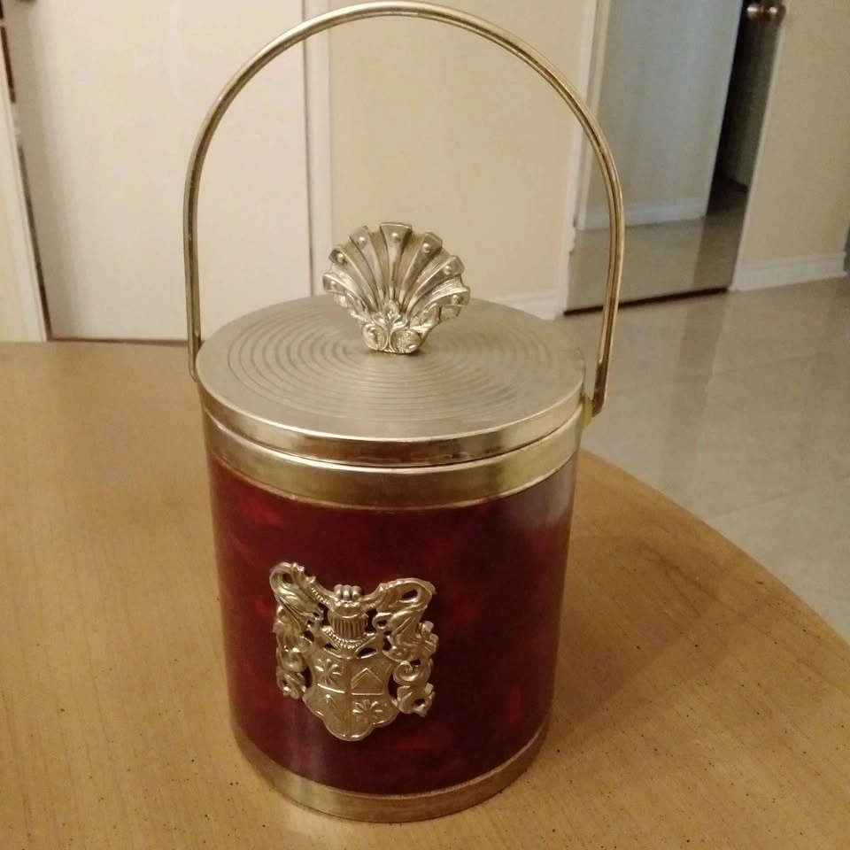 Vintage brown leather ice bucket - photo 3