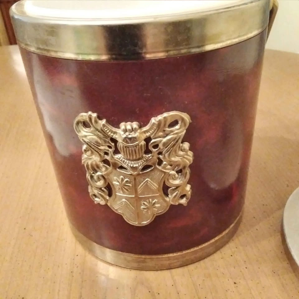 Vintage brown leather ice bucket - photo 4