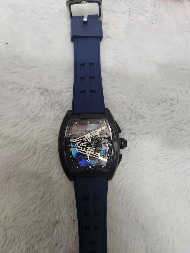 Tonneau Skeleton Dial Analog Sport Wristwatch - photo 2
