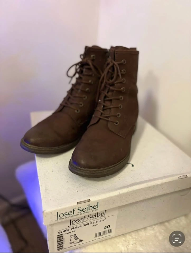 Josef Seibel Brown Leather Lace-Up Boots - Size 40 - photo 3