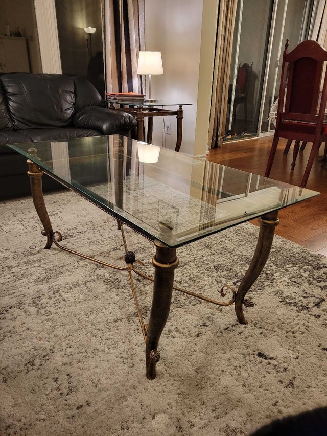 Large glass top coffee table