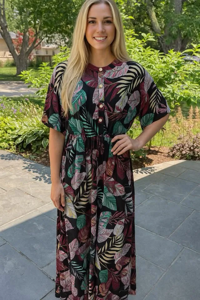 Leaf Print Maxi Dress thumbnail